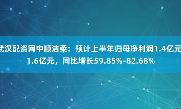 武汉配资网中顺洁柔：预计上半年归母净利润1.4亿元-1.6亿元，同比增长59.85%-82.68%